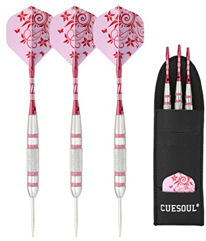 CUESOUL Steel Tip Darts Set 22 Grams With Durable Aluminum Shafts 3 pcs Dart Flights Dart Bag/Case