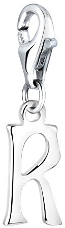 Nenalina Buchstabe R Karabiner Charm Anhänger Bettelarmband 925 Silber | Damen-Charm-Anhänger für alle gängigen Charmträger Charm-Club Clasp-Charms 925er Sterling-Silber