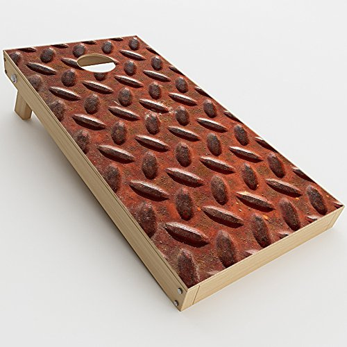 Skin Decal Vinyl Wrap for Cornhole Game Board Bag Toss (2xpcs.) Skins Stickers Cover/Rusted Diamond Plate Metal Panel Rust