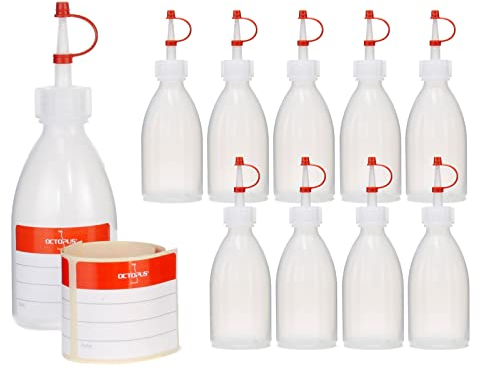 10 botellas de plástico LDPE de 100 ml botella exprimible botella de laboratorio botella de plástico de adorno botella de spray con punta dosificadora para la cocina, el laboratorio o el hobby
