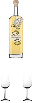 Alpenschnaps Steinbeisser alte Williamsbirne 41,8% 0,5 Liter + Nosing Gläser Kelchglas Bugatti mit Eichstrich 2cl und 4cl 1 Stück + Nosing Gläser Kelchglas Bugatti mit Eichstrich 2cl und 4cl 1 Stück