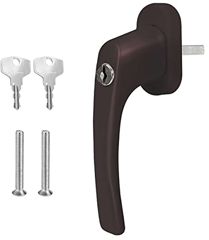 Premium Aluminium Fenstergriff Victory - abschließbar, Farbe:Braun RAL 8019, Stiftlänge:40mm