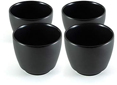 Ceramic-Japan Japanischer Tee-Becher T.Kato, 4-er Set, schwarz. Modern, Design Tee-Geschirr, Keramik, glasiertes Steingut, von Hand gefertigt