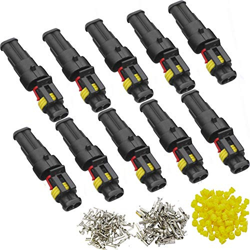 DONJON 2 way automotive connector,2 pin connector kit,car way Waterproof Connector, 10 Kits Auto Electrical Connectors Series Terminals for Car, Truck, Boat