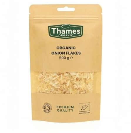 Organic Onion Flakes 500g- Non-GMO, Vegan, No Additives, No Preservatives - Dehydrated Onion Flakes Perfect for Soups, Stews, and Seasoning Blends - Thames Organic 500g