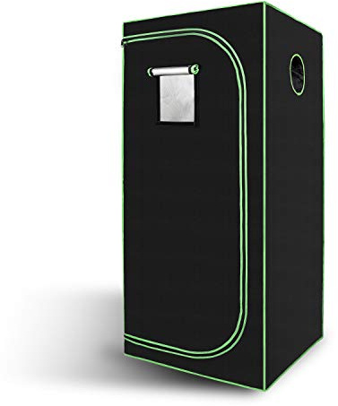 Izrielar Growzelt,Grow Tent|Grow Schrank|Zuchtzelt|Lichtdicht und Wasserdicht Pflanzenzelt|Gewächshaus für Homegrowing|600D Oxford, 80x80x180cm, Schwarz Grün