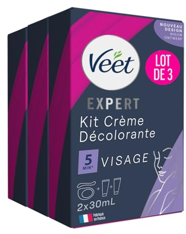 Veet - Crème Décolorante Spéciale Visage - 1 étui de 2 tubes de 30 ml - Lot de 3