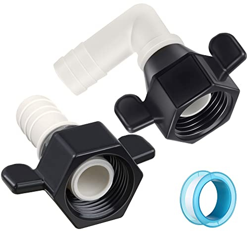 Dreyoo 1/2 Inch x 14 NPT x 1/2 Inch Barb Elbow and Straight Swivel Adapter RV Water Pump Fittings with Thread Seal Tape, 0.5 Inches Female Threaded Pex Fittings for Water Pump Strainer ()