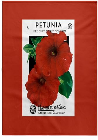 3dRose Petunia Fire Chief Dwarf Compact Deep Red Flower Seed Packet 22x30 Bath Hand Pool Towel