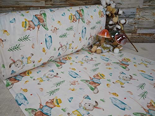 240cm Breit Meterware ab 50cm Popeline Baumwolle Stoff Baumwollstoff Osternstoffe Osterhase Stoffe Ostern Eier Bastelstoff Kuchen ÖKO-TEX VP0O008 (Muster)