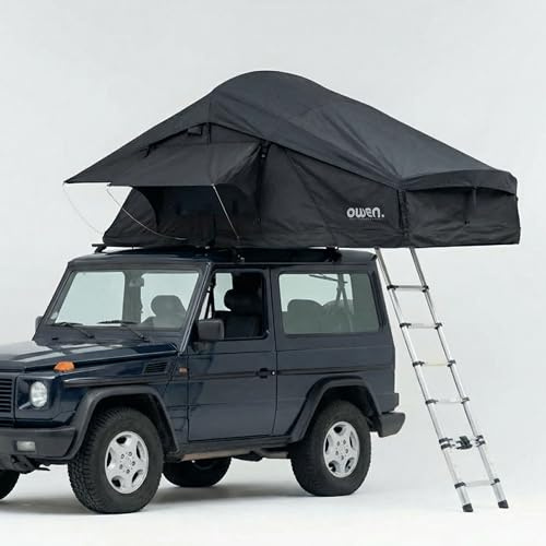 Tente de Toit Owen I Couleur Noir I pour Camping et Voyage I Version Two + I avec Pre-Tente I avec échelle I Robuste et Durable I Installation Facile