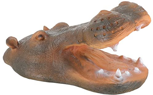 Yardwe Resin Hippo Head Figure Animal Figurines Water Pond Decoy Hippo Head Floating Pond Ornament Creative Floating Crocodile Hippo Scary Statue for Garden Decor