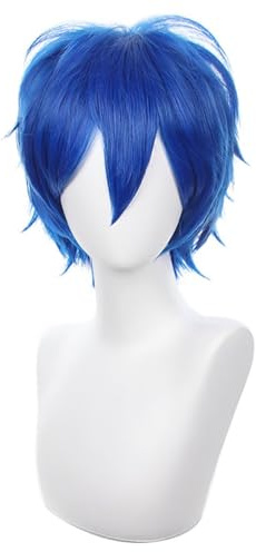 COSPLAZA Blau Cosplay Perücke Kurz Stachelig Flauschig Hitzebeständig Geschichtetes Synthetisches Haar Männer Frauen Halloween Party Perücke
