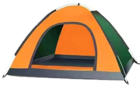 Campingzelt, Outdoor 2-3 Personen Camping-Picknickzelt Schnell zu öffnendes Regenfestes Automatisches Zelt mit Schiebedach Zum Wandern Camping Schlafen (Dunkelgrün und Orange) Zelt 2 Personen