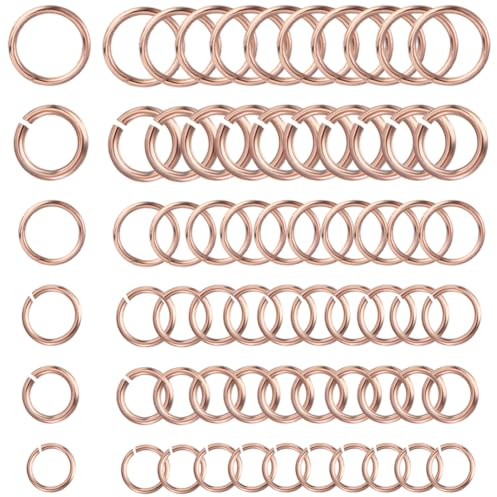 SUNNYCLUE 1 Box Mit 720 Biegering Sets 304 offene Biegeringe Aus Edelstahl 3/4/5/6 mm Große Biegeringe Roségold Metall Spaltringe Verbindungsringe Für Schmuckherstellung Zubehör DIY Bastelbedarf