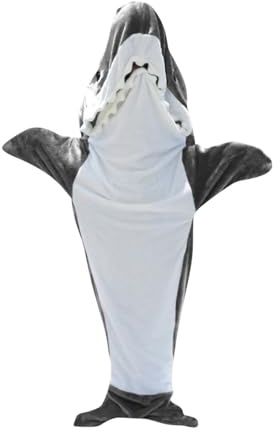 Pinkrin Shark Blanket, Hai Decke Erwachsene zum Anziehen, Flanell Haidecke-Super Weich und Gemütlich, Süß Hai Kostüm Ideal als Geschenk