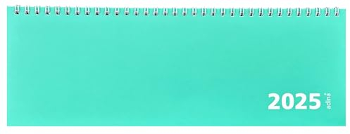 ADINA Tischquerkalender 1 Woche auf 1 Seite Kartondeckel Querterminkalender 30x10cm (mintgrün, 2025)