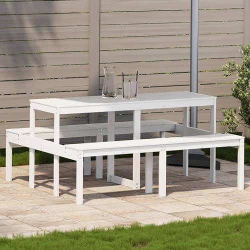 ZEYUAN Picknicktisch 160x134x75 cm Massivholz Kiefer, Bierzeltgarnitur, Biertischgarnitur, Beer Pong Tisch, Bierbankgarnitur, Gartenmöbel Set, Biertisch - 832563