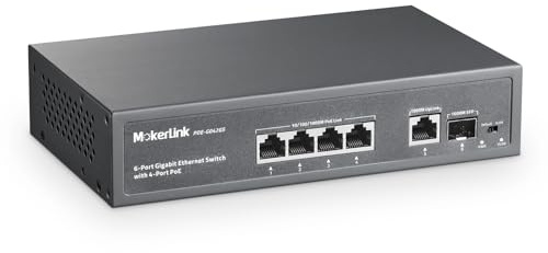 MokerLink Switch Poe Gigabit 4 Ports, Liaison Montante 1 Gigabit, SFP 1 Gigabit, ieee802.3af/at 75w, détection AI Poe Watch Dog, QoS, commutateur Ethernet enfichable en métal sans Ventilateur
