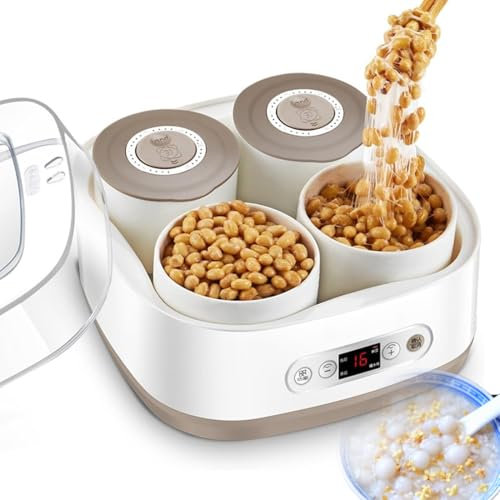 Fermentador Eléctrico 2L, Máquina Automática de Yogurt con Temperatura Ajustable, Quesero Multifuncional, con Control de Panel Inteligente, 4 Modos, para Ajo Negro, Yogur, Arroz Dulce
