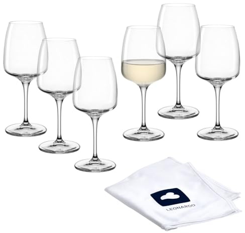 LEONARDO HOME Rieslinggläser CESTI (6er Set) inkl. Poliertuch • Spülmaschinenfeste Wein-Gläser (280 ml) • Stoßfest & Alltagstauglich • Weisswein-Kelche mit niedrigem Stiel • Weinglas Cesti • 040969