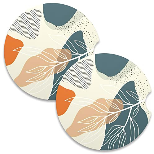 Vibiliyou Advanced Simplicity - Posavasos absorbentes de piedra de cerámica y base de corcho antiarañazos para bebidas, terrazo, 2 unidades para portavasos