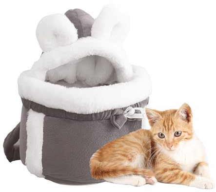 Katzenbett für den Innenbereich: Niedliche Katzentransportbox mit Doppeltasche, bequeme Fronttasche | süßes Katzenzubehör im japanischen und koreanischen Stil, Höhle für Haustiere,