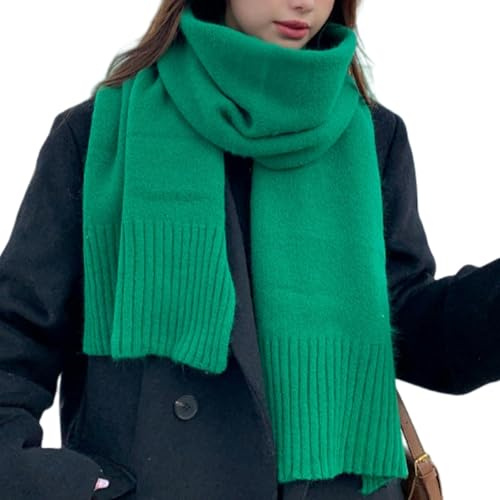 AKLISA Mütze Schal Set Damen Stricker Wollschal Für Weibliche Studenten Und Paare, All-Match, Warm Und Dick Im Herbst Und Winter-grün