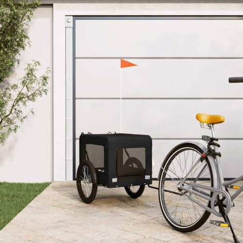 Somanki Fahrradanhänger Hunde Schwarz Oxford-Gewebe & Eisen, Fahrrad Anhänger, Lastenanhänger, Handwagen, Fahrrad-lastenanhänger, Lastenfahrrad - 93926