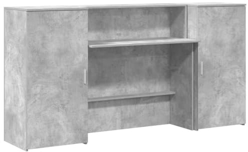 vidaXL Mostrador de recepción Gris hormigón 200x50x103,5 cm, mostrador de recepción, mostrador de recepción de Oficina, mostrador de Caja