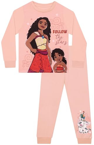Disney Moana Pyjamas | Glitter Girls Pyjamas | Girls’ Pyjama Sets | Moana 2 Merchandise | Orange 4-5 Years