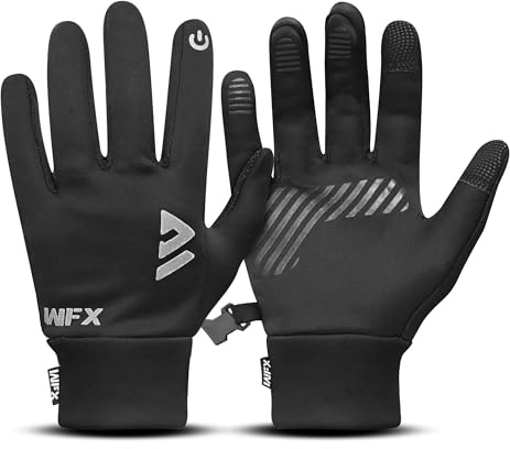 WFX Winter Running Gloves Touch Screen Anti-Slip Silicone Gel Lightweight Gloves Warm Liner Gloves Elastic Cuff Windproof for Walking Riding Cycling Biking Driving Gloves Men Women (Black, M)