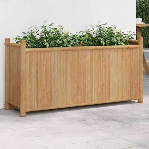 Baziroo Außenbereich Blumenkübel Pflanzkübel 100x30x50 cm Bambus&naturbelassen Pflanzkasten Pflanzenkübel Pflanzbeet Anzuchtbeet Gemüsebeet Gartenbeet Pflanzenbeet Blumenkasten Balkon Garten Braun