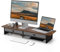 Fenge Dual Support de Monitores, Elevador de Pantalla de Ordenador Con 2 Tirantes de Tela, Para 2 Monitores, PC, TV, Ordenador, Impresora,90 x 23,5 x 14,2 cm, Carga de 25KG (Marrón)