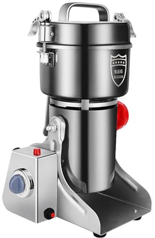 SaryEdge Macinacaffè Elettrico per Cereali, macinini Commerciali ad Alta velocità, Macchina polverizzatore in Acciaio Inossidabile, per Cereali, Chicchi secchi, caffè, Mais, Pepe,(1000g