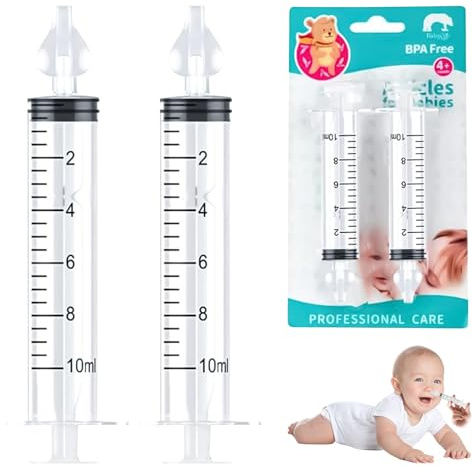 Anluomania Aspiratore Nasale, 2 Pcs Irrigatore Nasale, 10 ml Siringa per Lavaggi Nasali, Lavaggio Nasale Bambini, Riutilizzabile Portatile Olive Nasali per Lavaggi Neonato, Sicuro e Delicato
