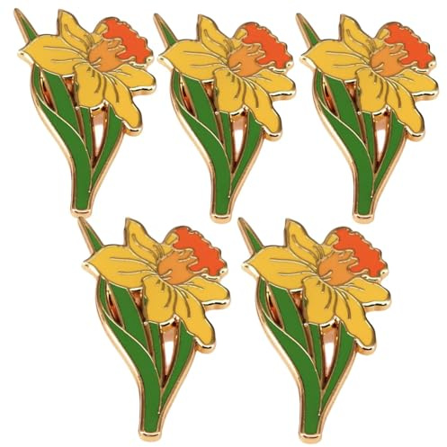 Women Daffodil Brooch Daffodil Flower Pin Badge, Alloy Yellow Daffodil Lapel Pin Fashion Womens Pins for Teachers Nurses Doctors Lawyers Architects Gardeners for Clothing Backpacks Accessories