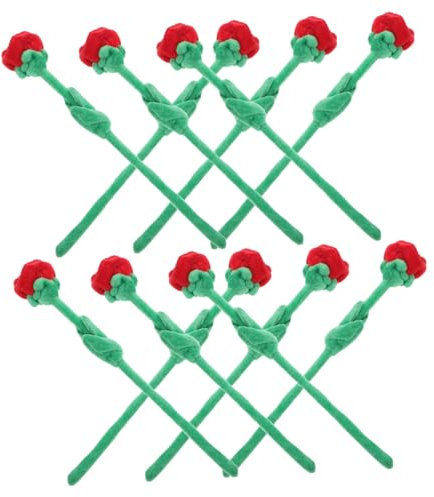 Hemobllo Ramo De Rosas De Peluche Tallo Flexible, 12 Piezas, Color Rojo Intenso, Juguete De Rosa De Simulación, Decoración para Hogar y Bodas, Ramo Artificial para Alivio De Estrés