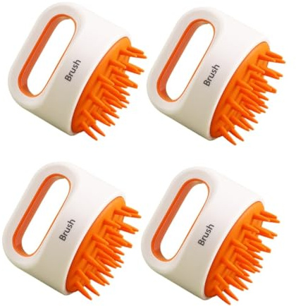 Healeved 4stücke -haar-massagebürste Shampoo Foaming Kopfhaut-massagebürste Für Erwachsene Für Sanfte Und Entspannung Beim Duschen Orange