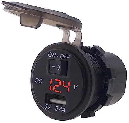 POPETPOP Cargador USB Adaptador de Corriente con Pantalla Digital y Control Off Compatible con Móviles y Tabletas Motocicletas y Vehículos Eléctricos
