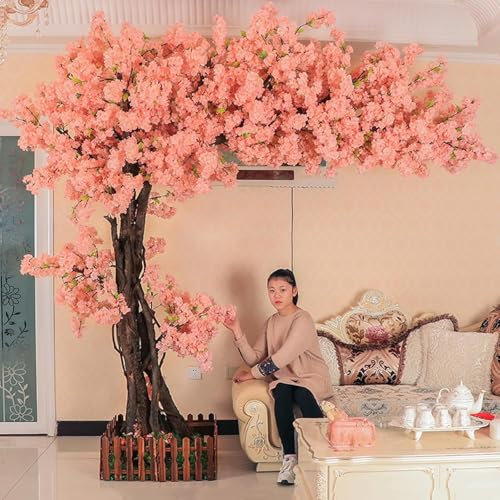 Árbol de cerezo artificial, flores rosas artificiales para decoración de interiores y exteriores, ideal para Navidad, jardín, hogar, oficina, fiesta, boda, 2.5 x 2.5 pulgadas/98 x 98 pulgadas