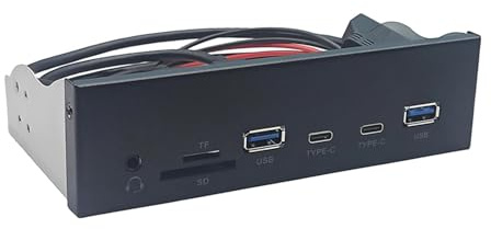 sodeber 5.25Inch USB3.2 Gen1 Front Panel With Memory Card Slots And Double USB3.0 +Type C Port Earphone Adapter