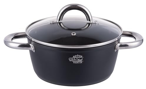 Casseruola con coperchio 20 cm in alluminio forgiato, rivestimento antiaderente in ceramica, fondo full induction, SìChef Premium
