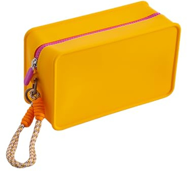 Dopamin Reise Silikon Kosmetiktasche mit Geflochtener Lanyard Schlüsselanhänger/Tragbare Cosmetic Bag für Damen Frauen/wasserdichte/Makeup Organizer/Handtasche/Make Pinsel/Nagellack/Pflegeprodukte