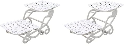 Owaefuqoir 2X Soporte de Postre de Pastel de 2 Niveles Soporte de Bandeja de Galletas de Pastelería de Cupcakes Soporte de Fruta de Buffet de Dulces Uso de Boda Una Cuadrado