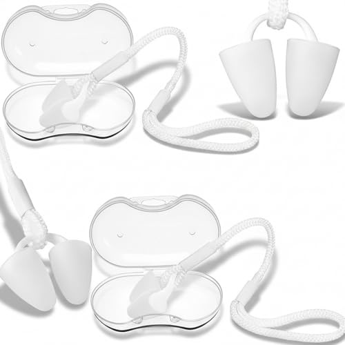 Relaxweex 2 Pack Adult Swimming Nose Plugs with Anti-Loss Lanyard - Soft Silicone Nose Plugs Waterproof Noses Clip with Lanyard and Storage Box for Swimming Surfing Water Sports (White)