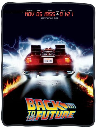 Back to the Future Blanket | Back to the Future Movie Fleece Throw Blankets | Delorean Collectibles & Memorabilia | BTTF Gift Outatime License Blankets | 45 X 60 | Officially Licensed