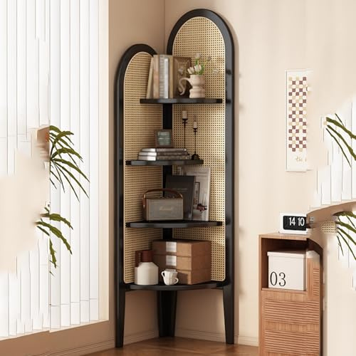 Elegante espositore angolare in legno a 4 ripiani, scaffale a scala per piante, libri e decorazioni per la casa, soluzione salvaspazio per salotti moderni