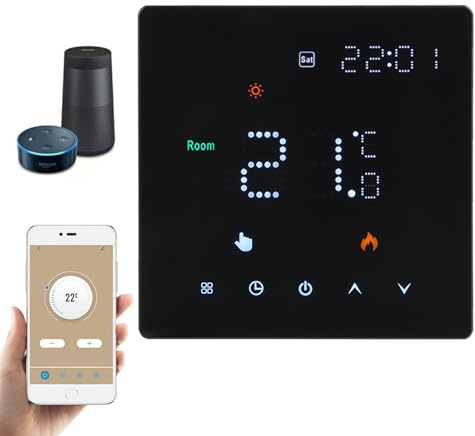 Thermostat Connecté WiFi, Thermostat pour Plancher Chauffant à Eau Thermostats d'ambiance Programmables pour Le Chauffage de l'eau Chauffage au Sol Compatible avec Alexa pour Google Home