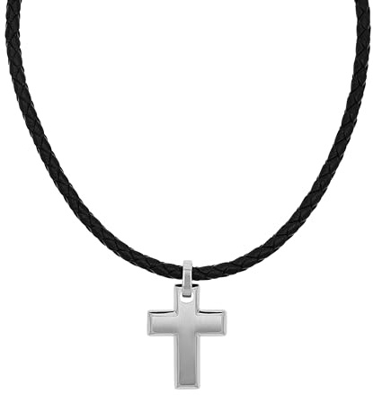 Tom Tailor Kette mit Anhänger für Herren, Edelstahl, 47+5 cm, silber, Kreuz-Anhänger, Geschenkidee, Halsschmuck, Herrenschmuck, 2100699